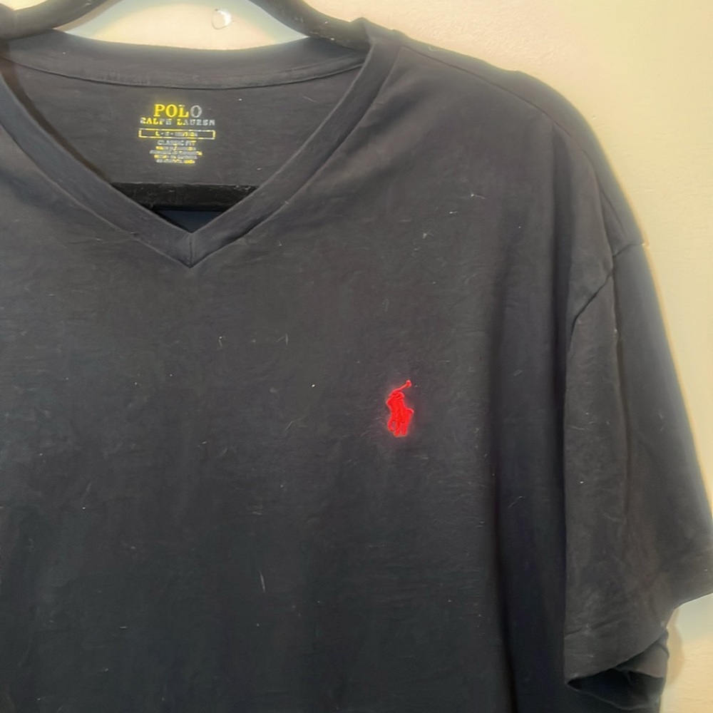 POLO Ralph Lauren Black V-Neck T-Shirt with Red Pony